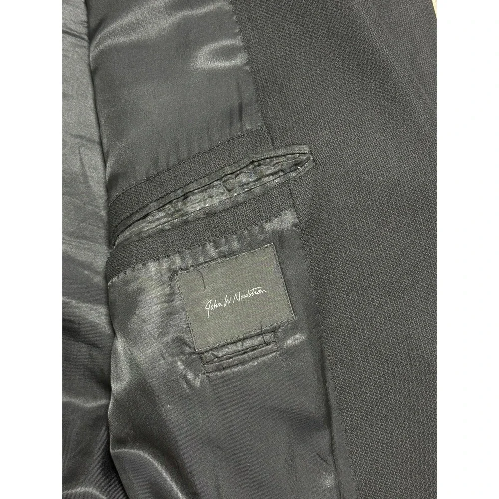 John W Nordstrom Blazer Mens 46L Black Wool Loro Piana Super 120s‎ Sport Coat